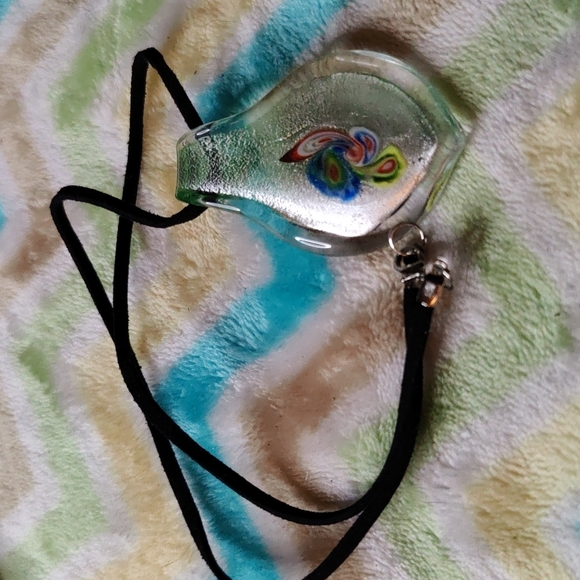 7. My SeeSeeMade in Italy Murano Glass Necklace on Leather Cord - Picture 2 of 4